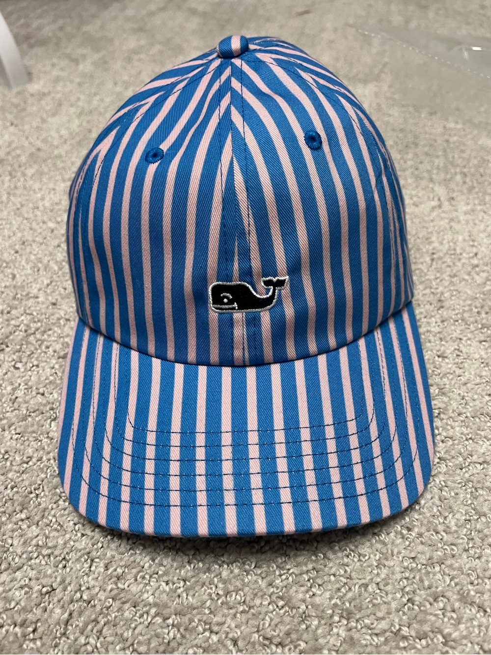 NWT Women’s Vineyard Vines Pink & Blue Striped Whale Baseball Cap